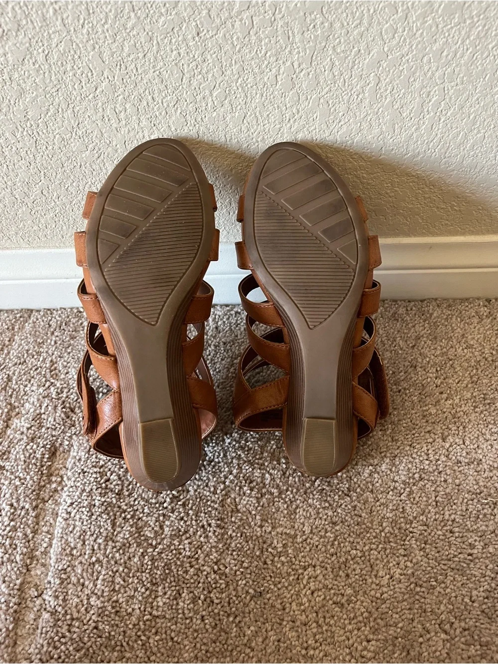 White Mountain Brown Strappy Gladiator Wedge Sandals